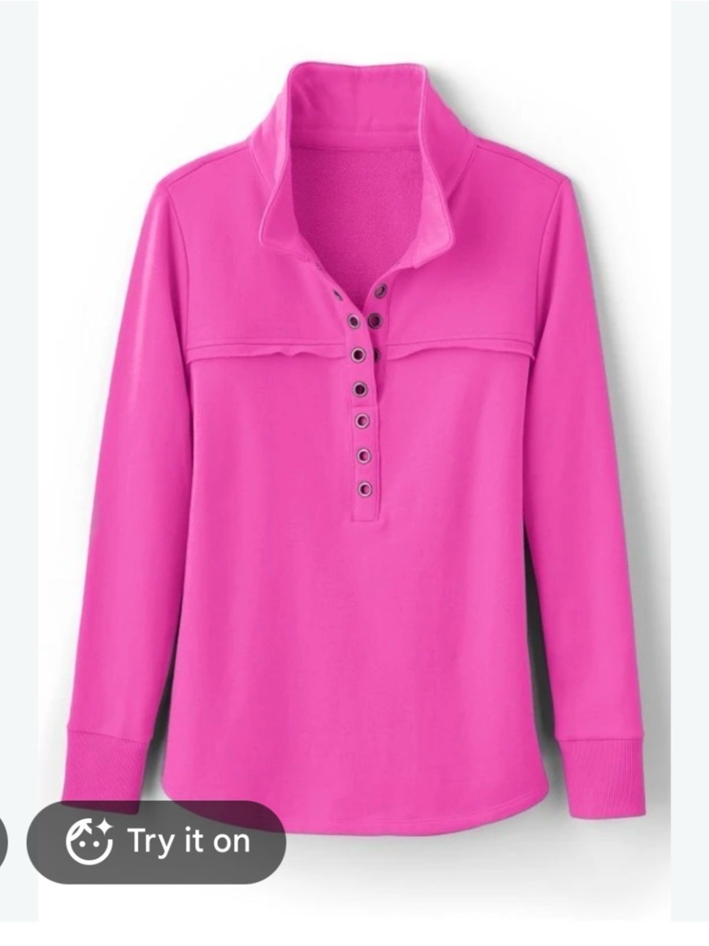 Soft Surroundings Hot Pink Snap-Front V-Neck Pullover